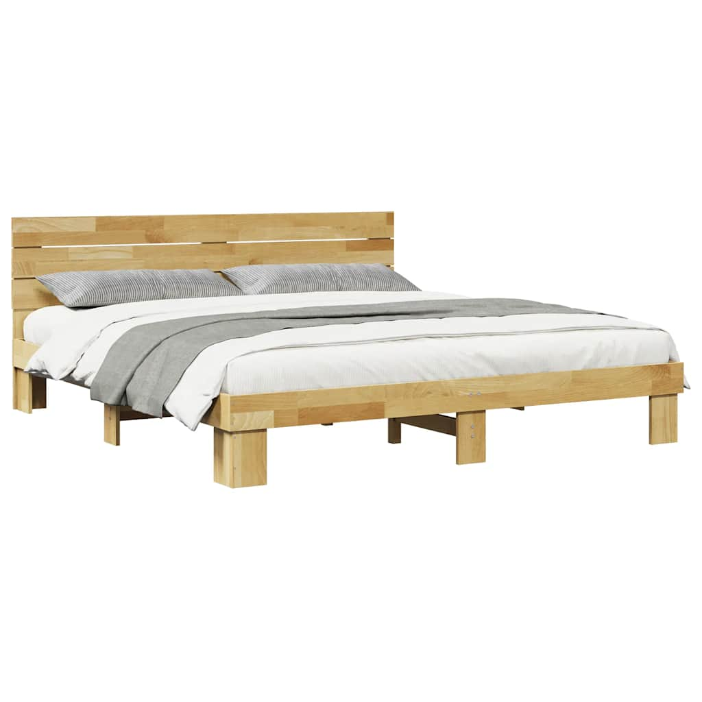 Bedframe hoofdeinde zonder matras 180x200 cm massief hout eiken