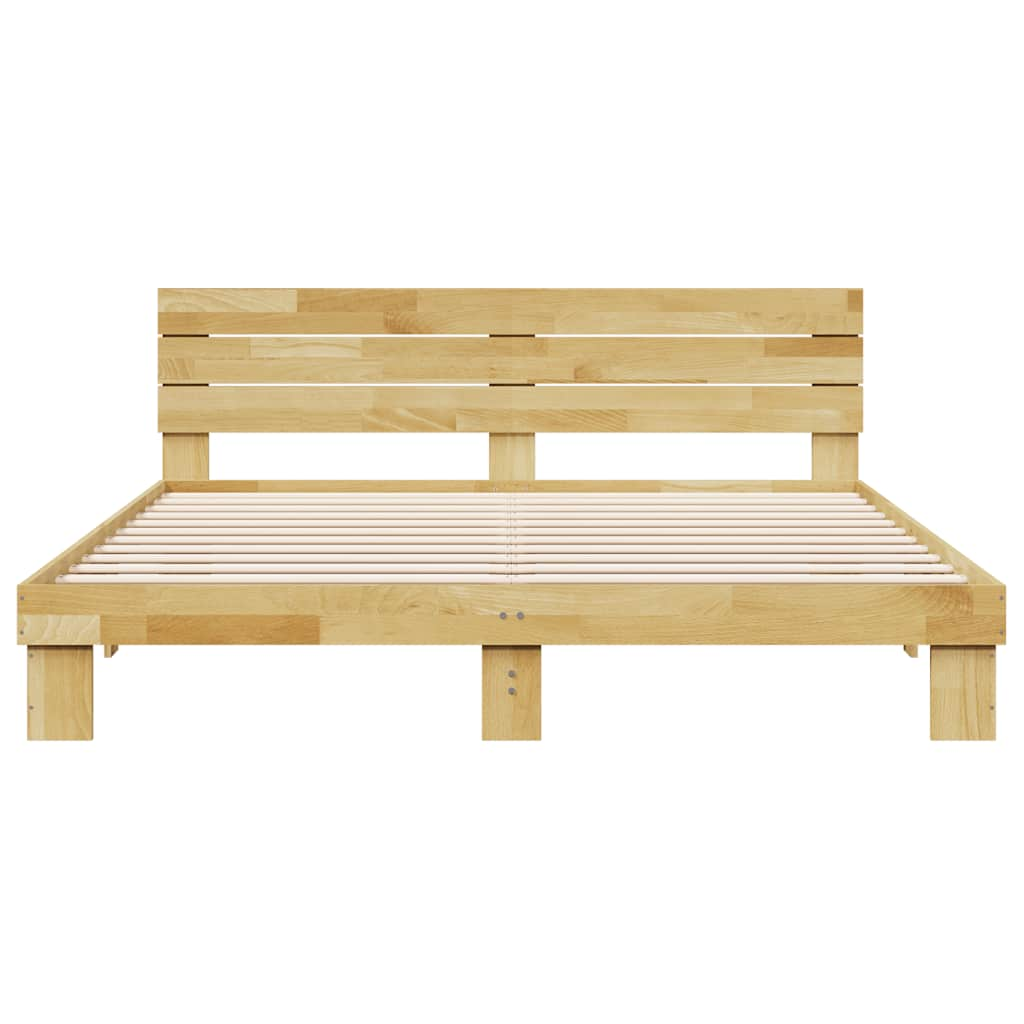 Bedframe hoofdeinde zonder matras 180x200 cm massief hout eiken