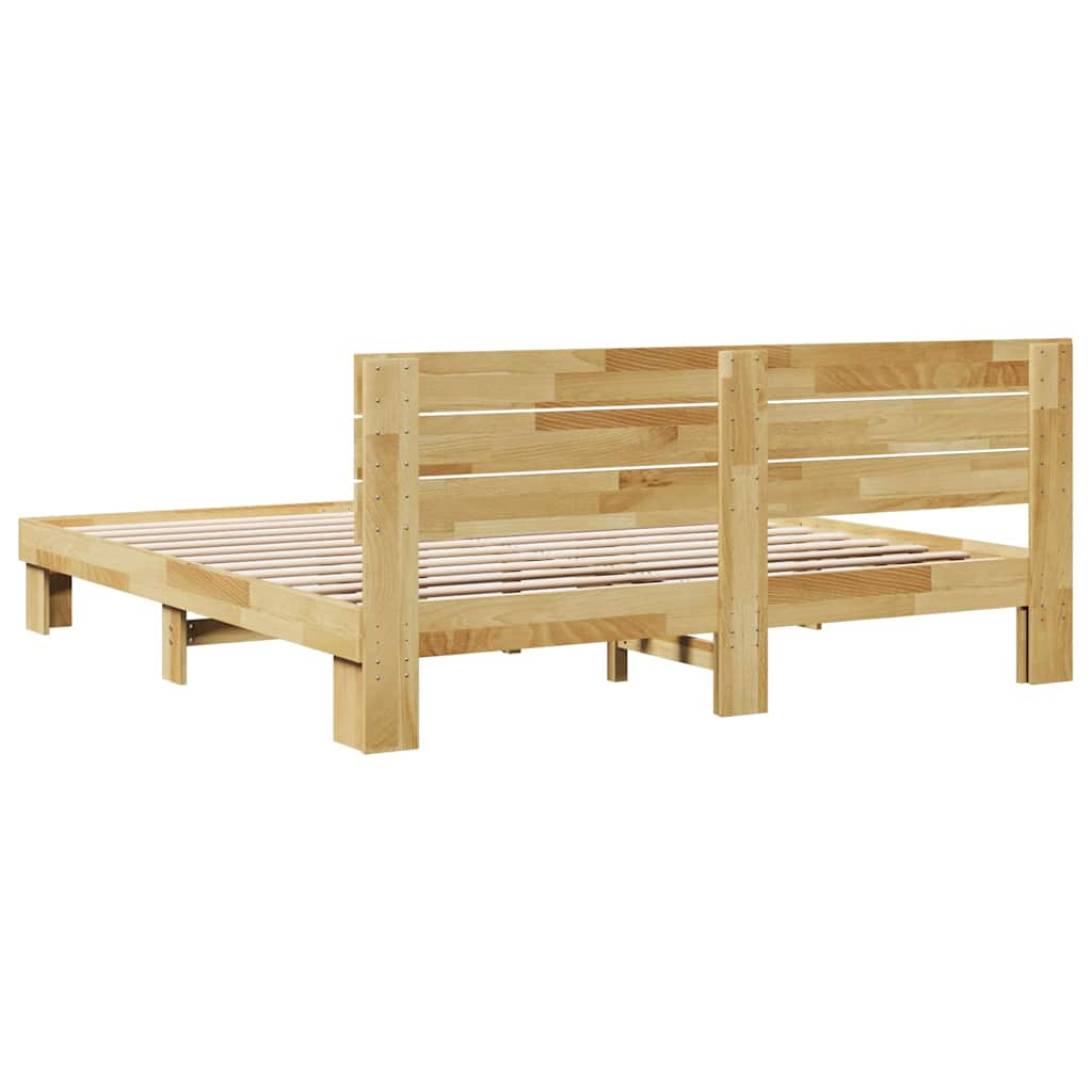 Bedframe hoofdeinde zonder matras 180x200 cm massief hout eiken