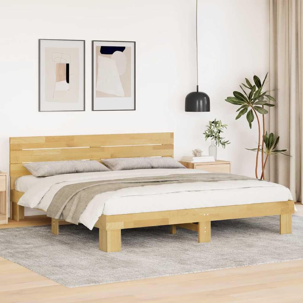 Bedframe hoofdeinde zonder matras 180x200 cm massief hout eiken