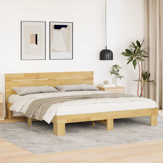 Bedframe hoofdeinde zonder matras 180x200 cm massief hout eiken