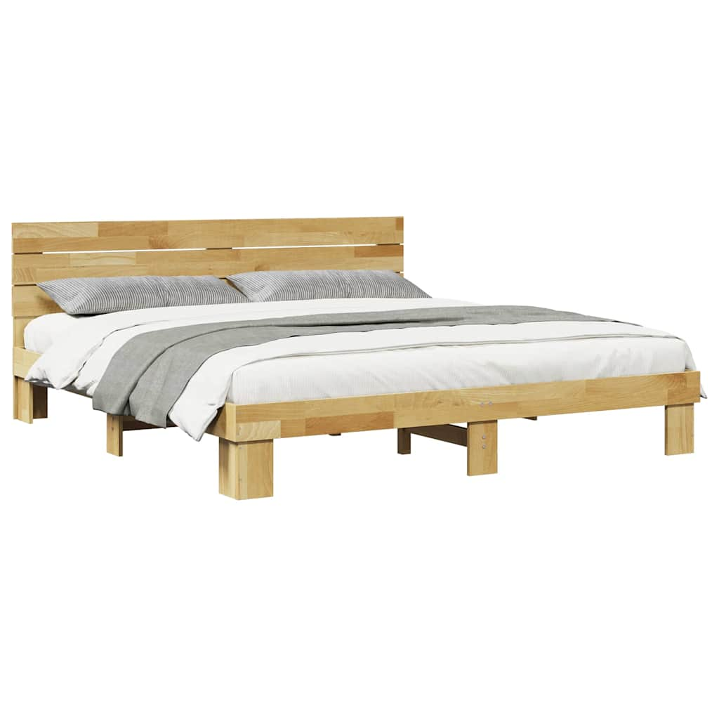 Bedframe hoofdeinde zonder matras 200x200 cm massief hout eiken