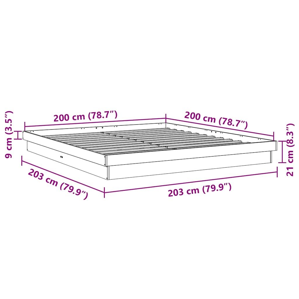 Bedframe zonder matras 200x200 cm massief hout eiken