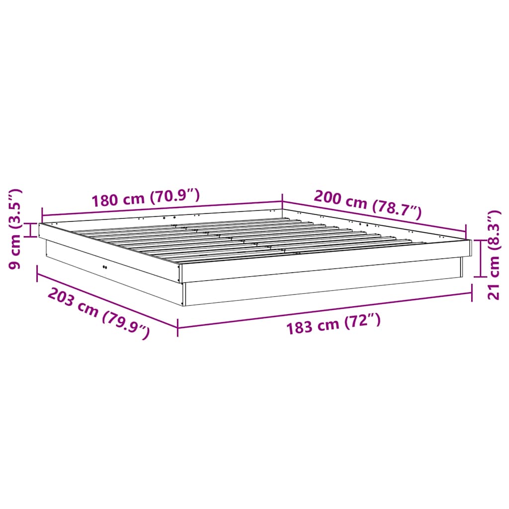 Bedframe zonder matras 180x200 cm massief hout eiken