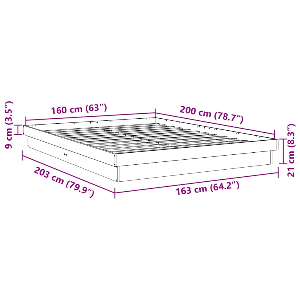 Bedframe zonder matras 160x200 cm massief hout eiken