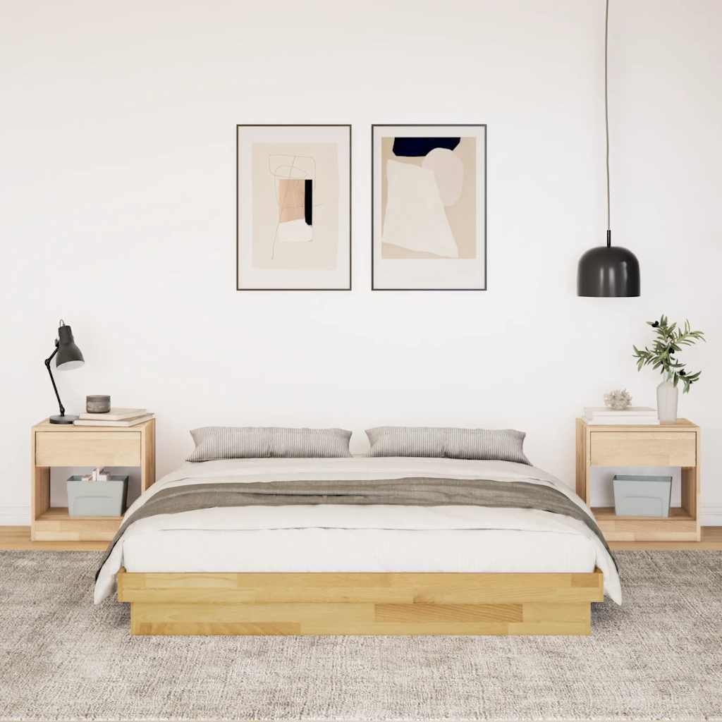 Bedframe zonder matras 140x190 cm massief hout eiken