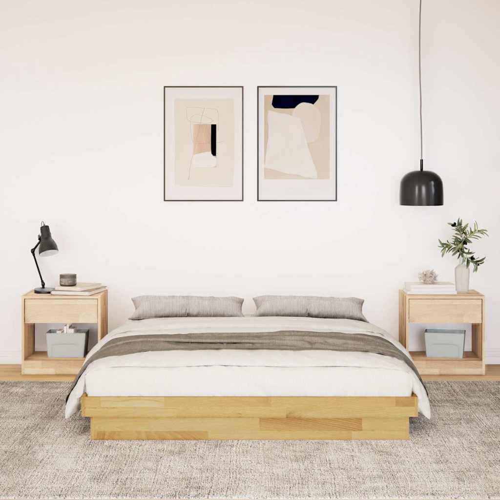 Bedframe zonder matras 135x190 cm massief hout eiken