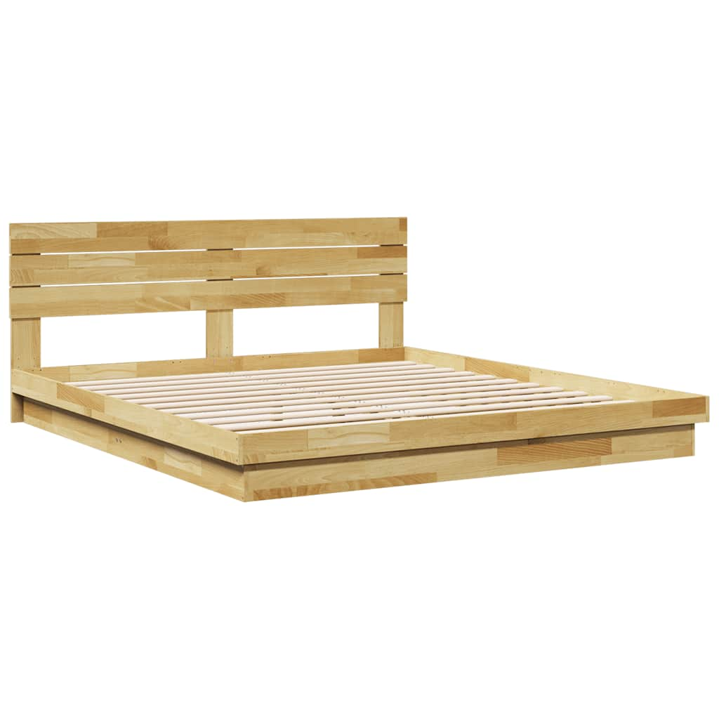 Bedframe hoofdeinde zonder matras 200x200 cm massief hout eiken