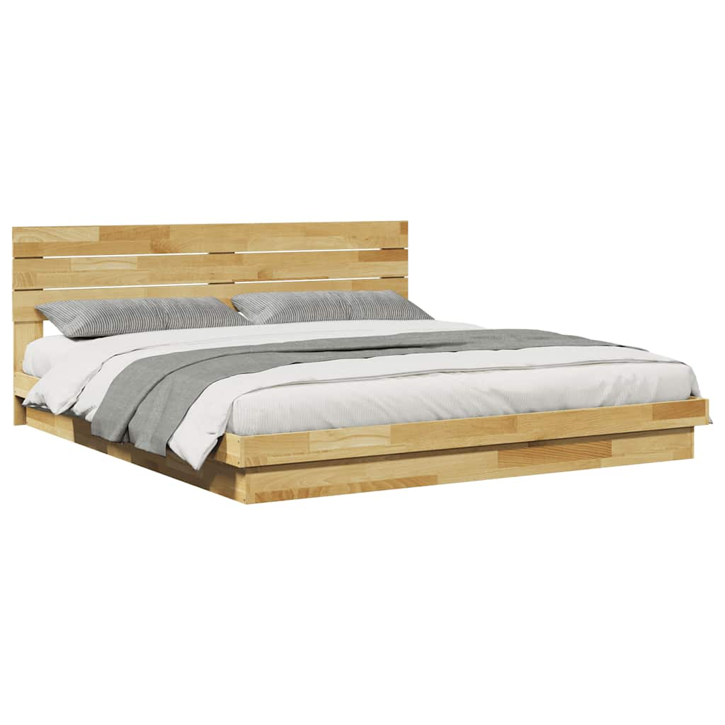 Bedframe hoofdeinde zonder matras 200x200 cm massief hout eiken