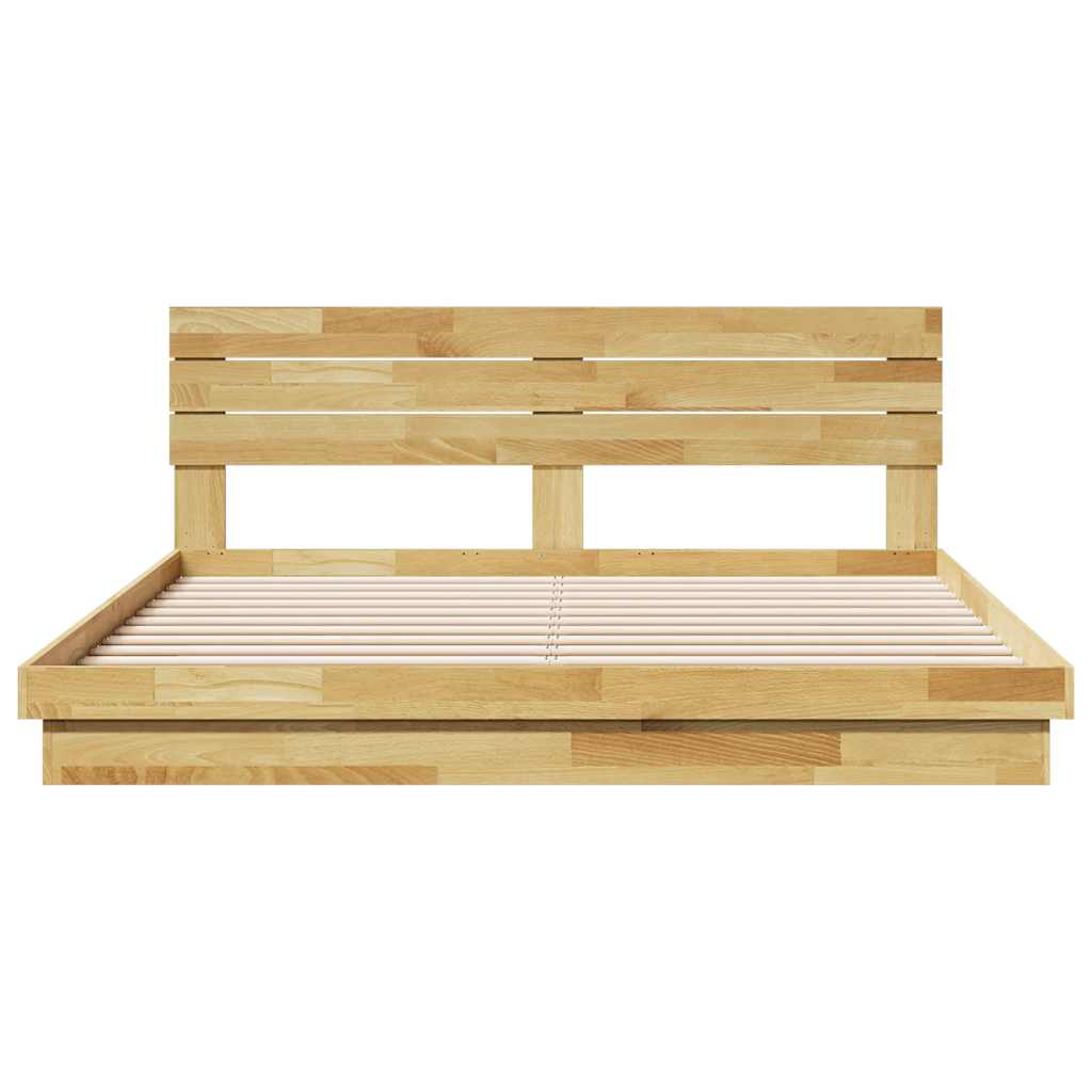 Bedframe hoofdeinde zonder matras 200x200 cm massief hout eiken