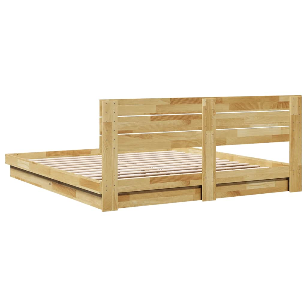 Bedframe hoofdeinde zonder matras 200x200 cm massief hout eiken