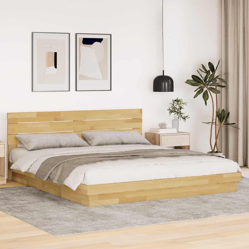 Bedframe hoofdeinde zonder matras 200x200 cm massief hout eiken