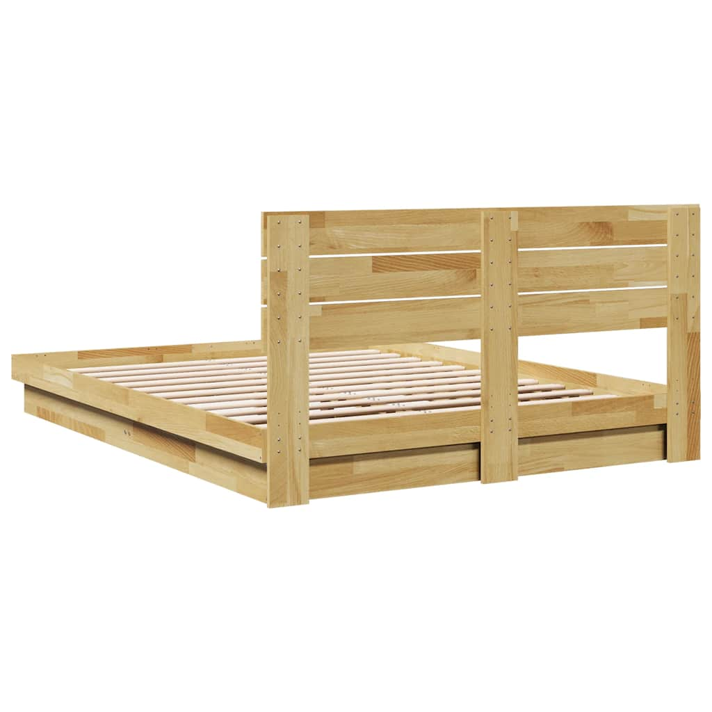 Bedframe hoofdeinde zonder matras 150x200 cm massief hout eiken