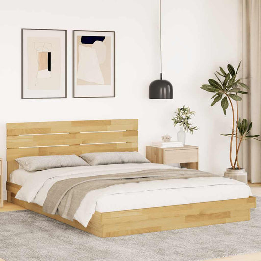 Bedframe hoofdeinde zonder matras 150x200 cm massief hout eiken