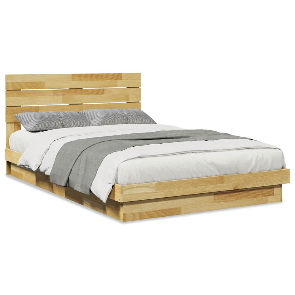 Bedframe hoofdeinde zonder matras 120x200 cm massief hout eiken