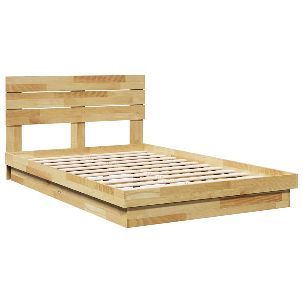 Bedframe hoofdeinde zonder matras 120x200 cm massief hout eiken