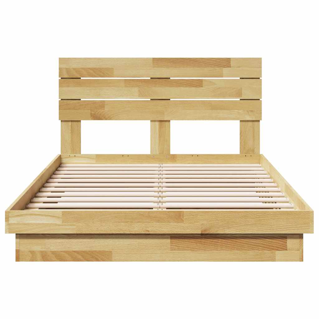 Bedframe hoofdeinde zonder matras 120x200 cm massief hout eiken