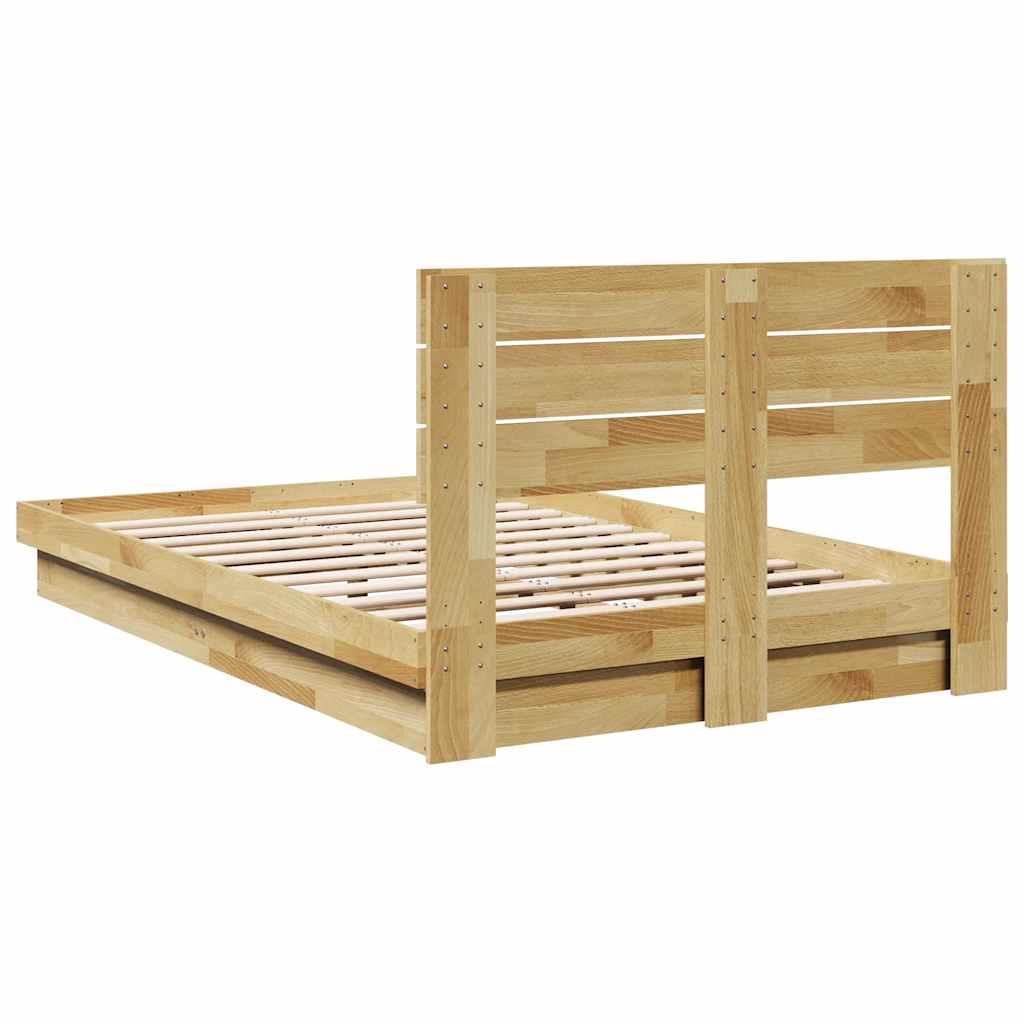 Bedframe hoofdeinde zonder matras 120x200 cm massief hout eiken