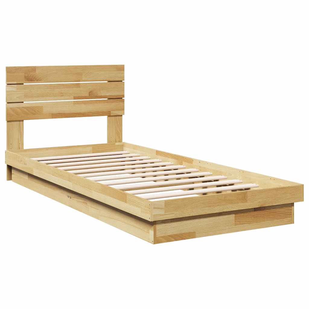 Bedframe hoofdeinde zonder matras 100x200 cm massief hout eiken