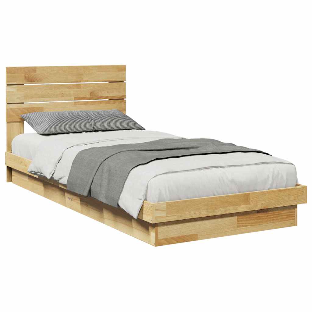 Bedframe hoofdeinde zonder matras 100x200 cm massief hout eiken