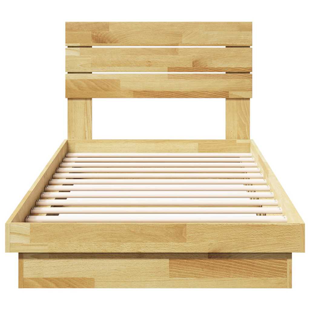 Bedframe hoofdeinde zonder matras 100x200 cm massief hout eiken