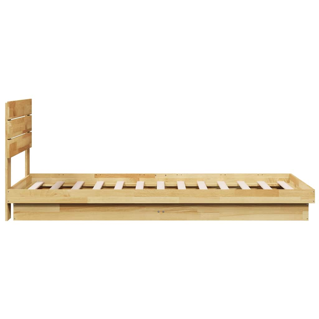 Bedframe hoofdeinde zonder matras 100x200 cm massief hout eiken