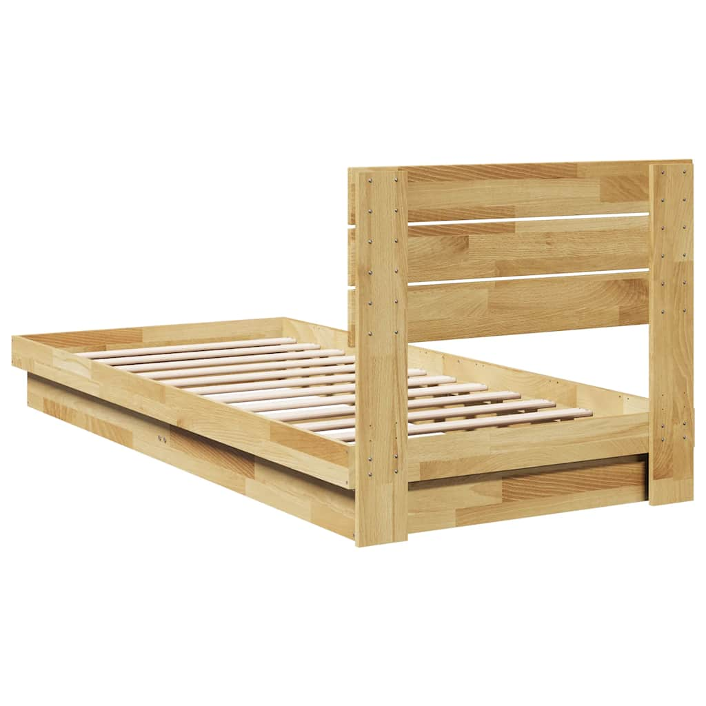 Bedframe hoofdeinde zonder matras 100x200 cm massief hout eiken