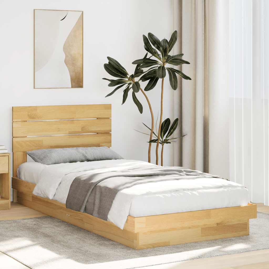 Bedframe hoofdeinde zonder matras 100x200 cm massief hout eiken