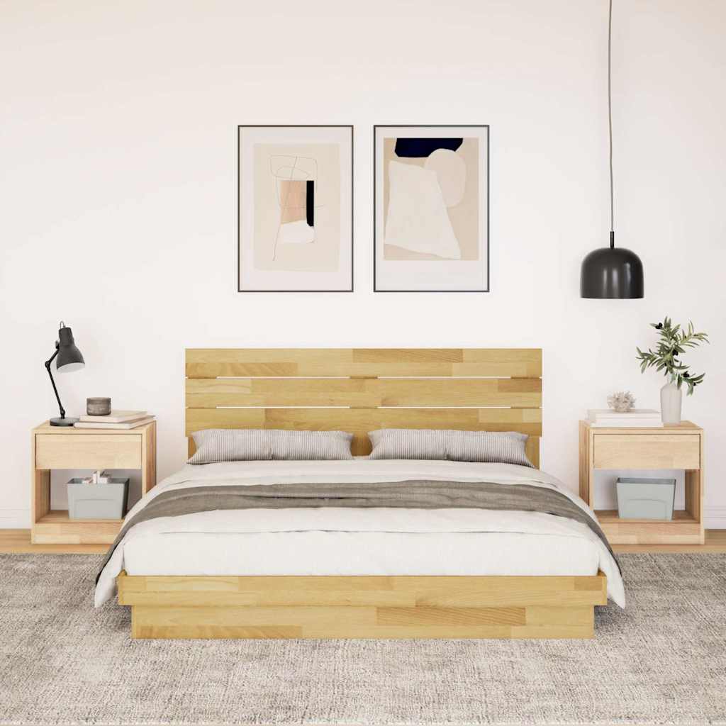 Bedframe hoofdeinde zonder matras 140x190 cm massief hout eiken