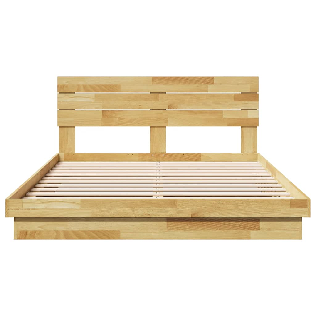 Bedframe hoofdeinde zonder matras 140x190 cm massief hout eiken