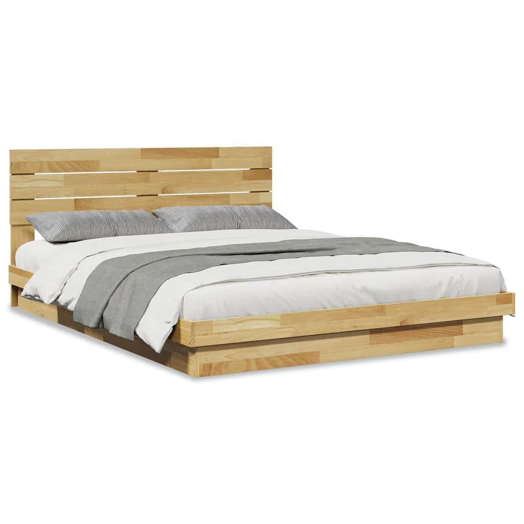 Bedframe hoofdeinde zonder matras 135x190 cm massief hout eiken