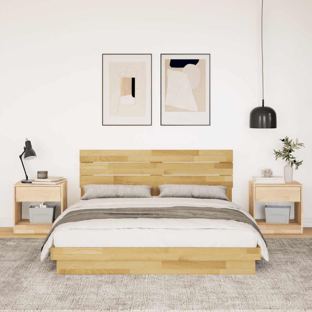 Bedframe hoofdeinde zonder matras 135x190 cm massief hout eiken