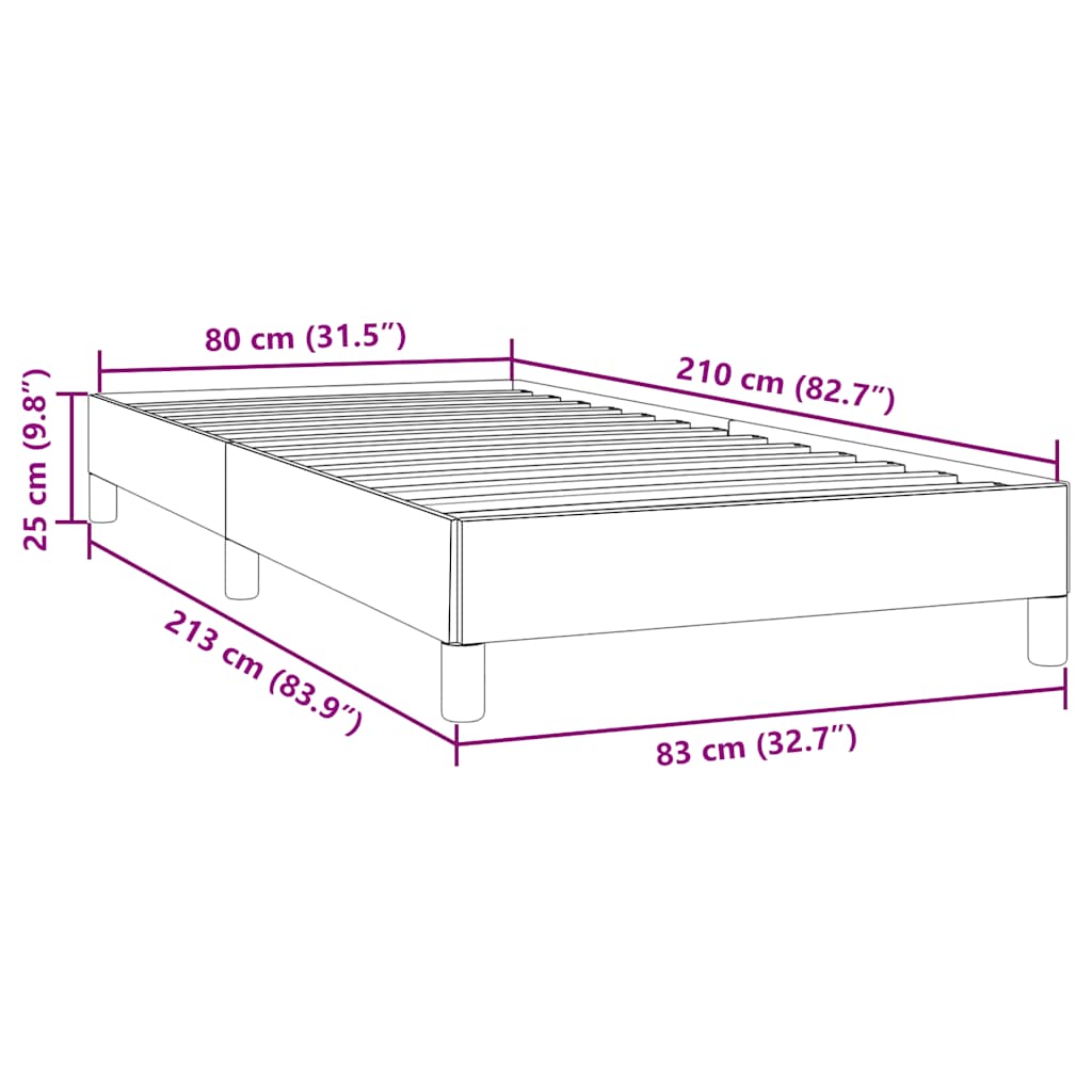 Boxspringbed zonder matras 80x210 cm fluweel lichtgrijs