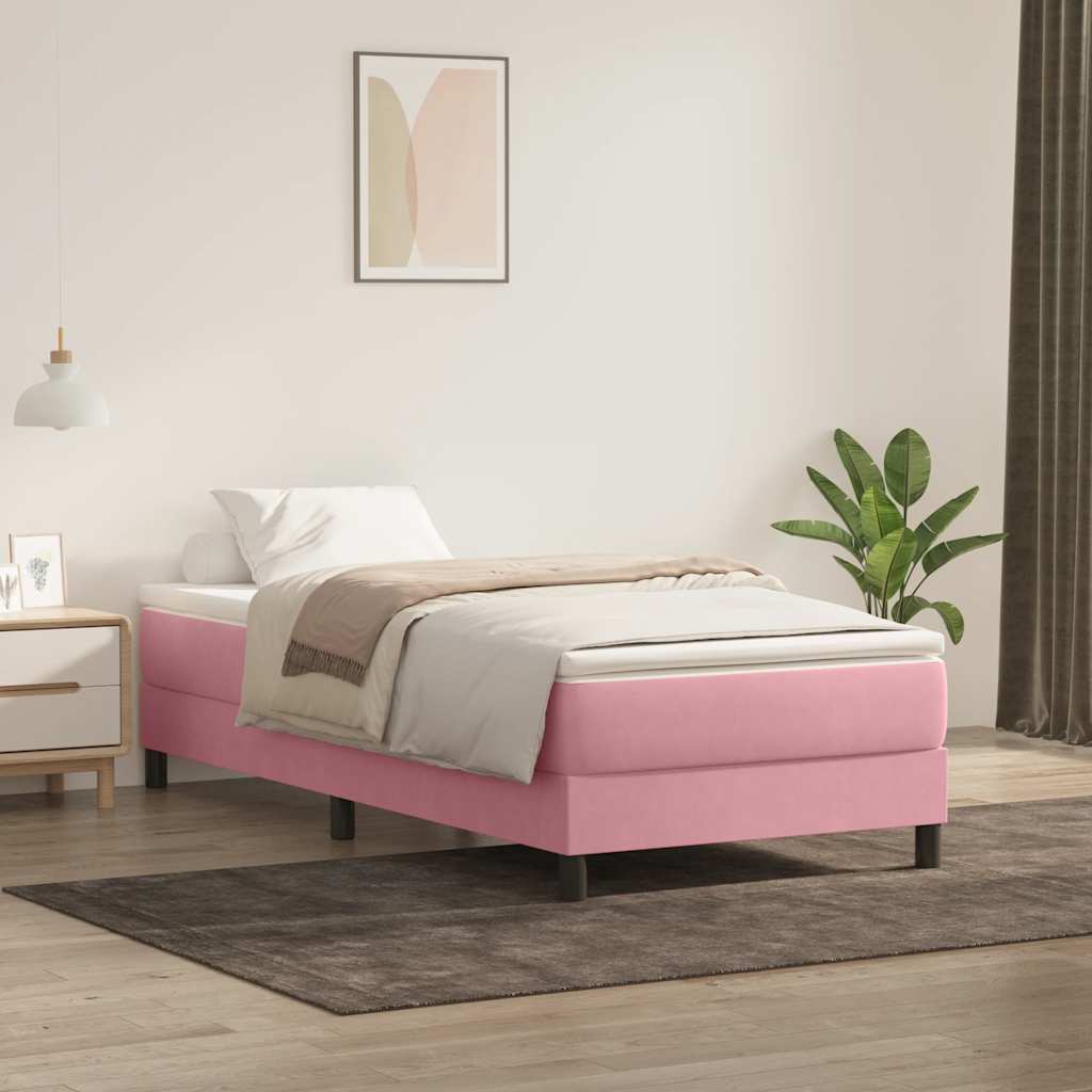 Boxspring zonder matras fluweel roze 90x210 cm