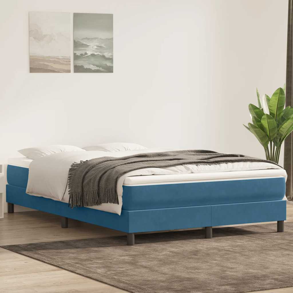 Boxspring zonder matras fluweel donkerblauw 140x210 cm