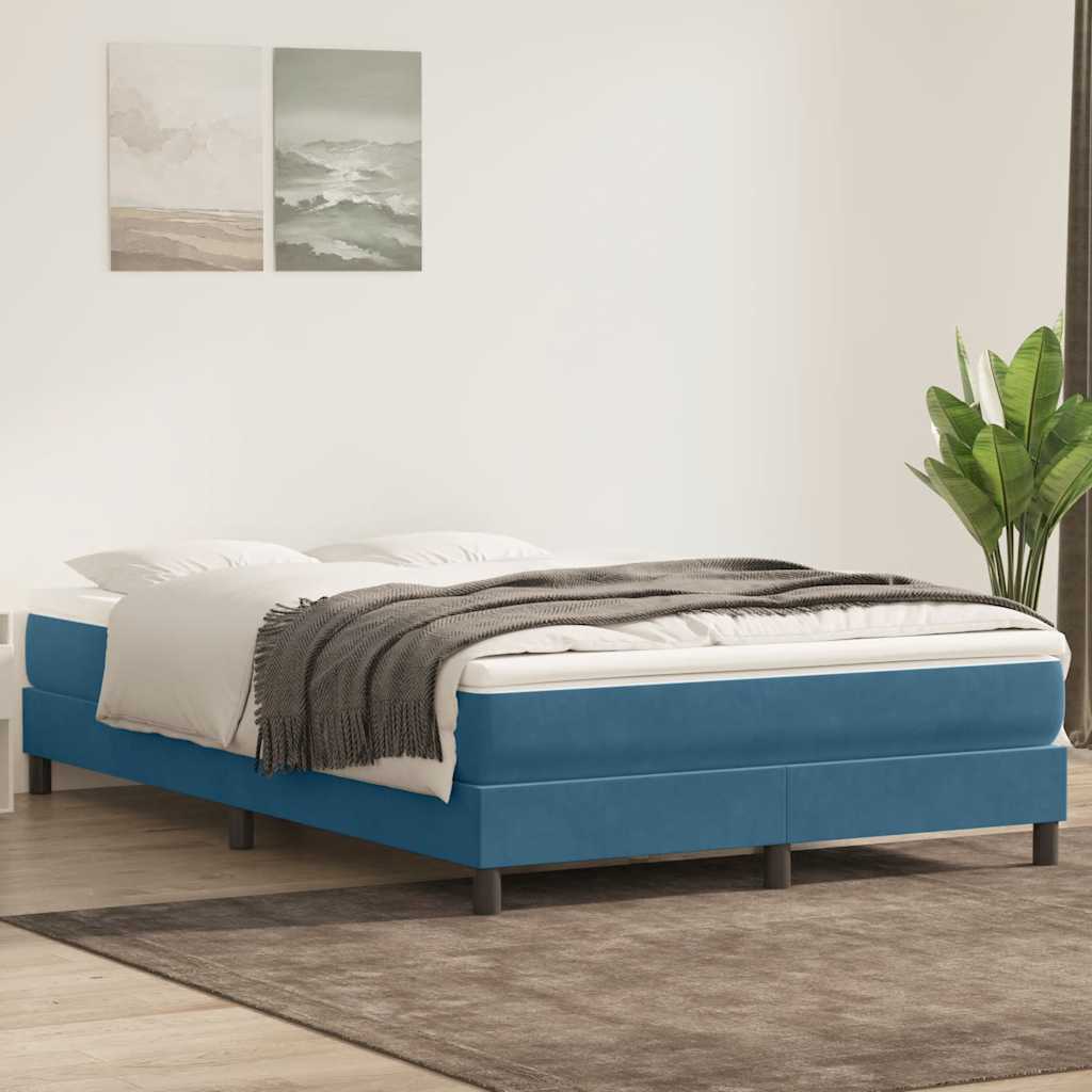 Boxspring zonder matras fluweel donkerblauw 160x210 cm