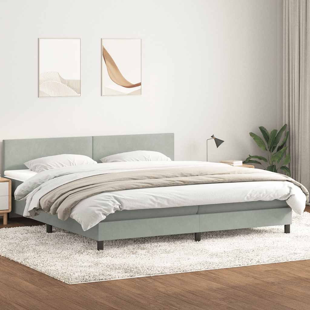 Boxspring met matras fluweel lichtgrijs 180x210 cm