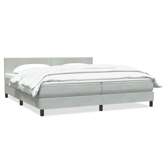 Boxspring met matras fluweel lichtgrijs 180x210 cm