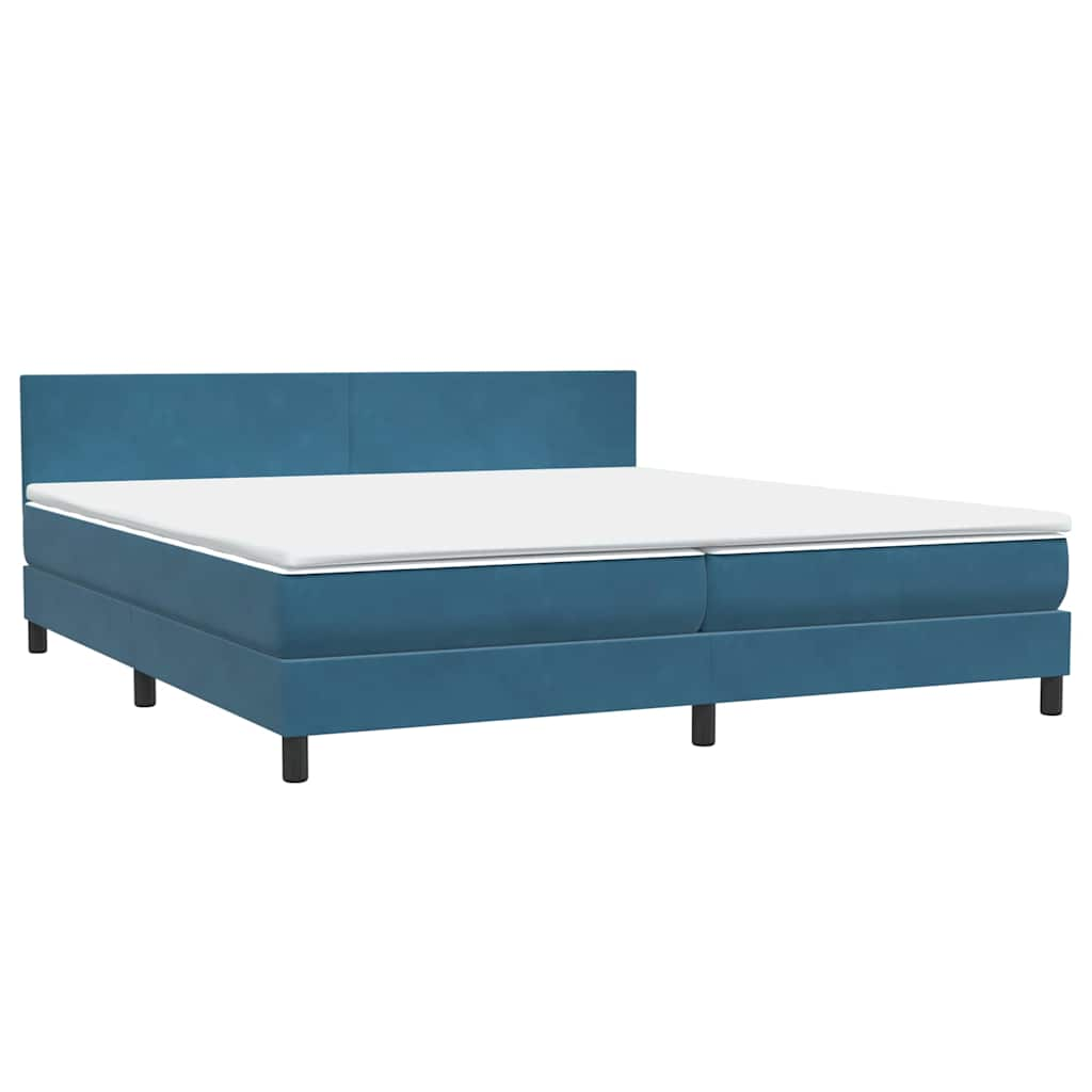 Boxspring met matras fluweel donkerblauw 180x210 cm