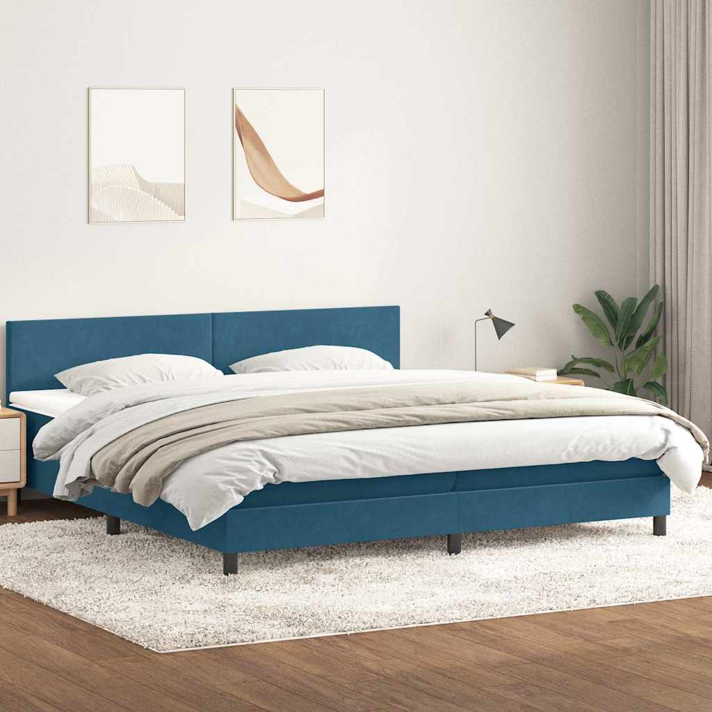 Boxspring met matras fluweel donkerblauw 180x210 cm