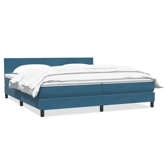 Boxspring met matras fluweel donkerblauw 180x210 cm