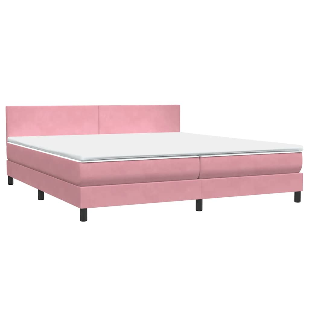 Boxspring met matras fluweel roze 180x210 cm