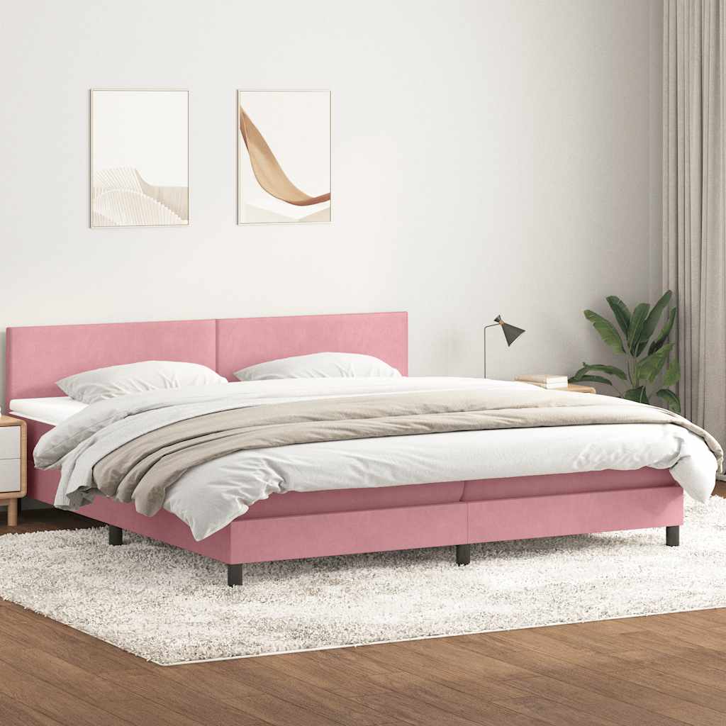 Boxspring met matras fluweel roze 180x210 cm