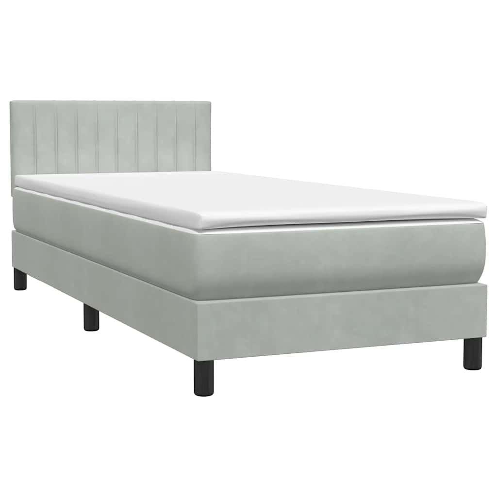 Boxspring met matras fluweel lichtgrijs 100x210 cm