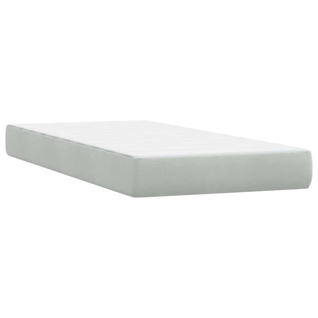 Boxspring met matras fluweel lichtgrijs 100x210 cm