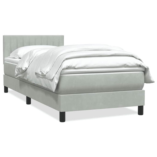 Boxspring met matras fluweel lichtgrijs 100x210 cm