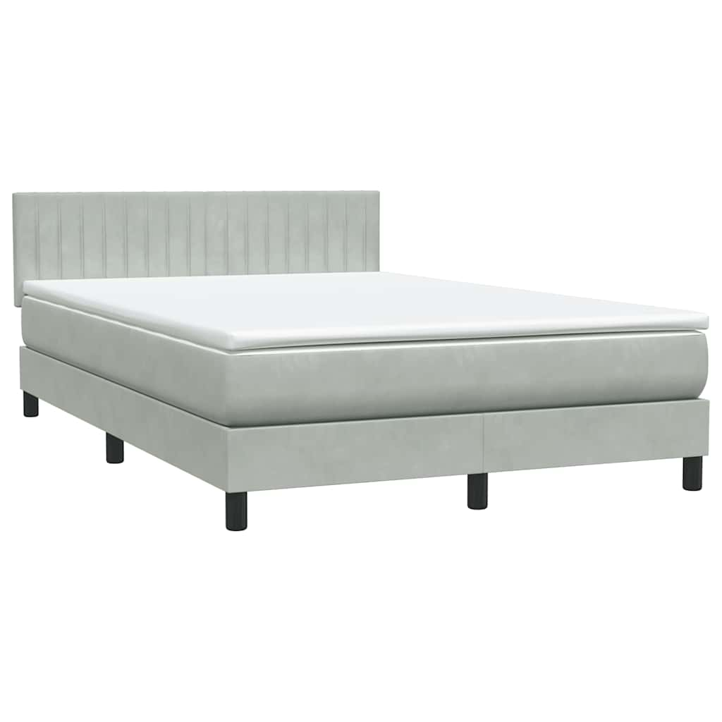 Boxspring met matras fluweel lichtgrijs 140x210 cm