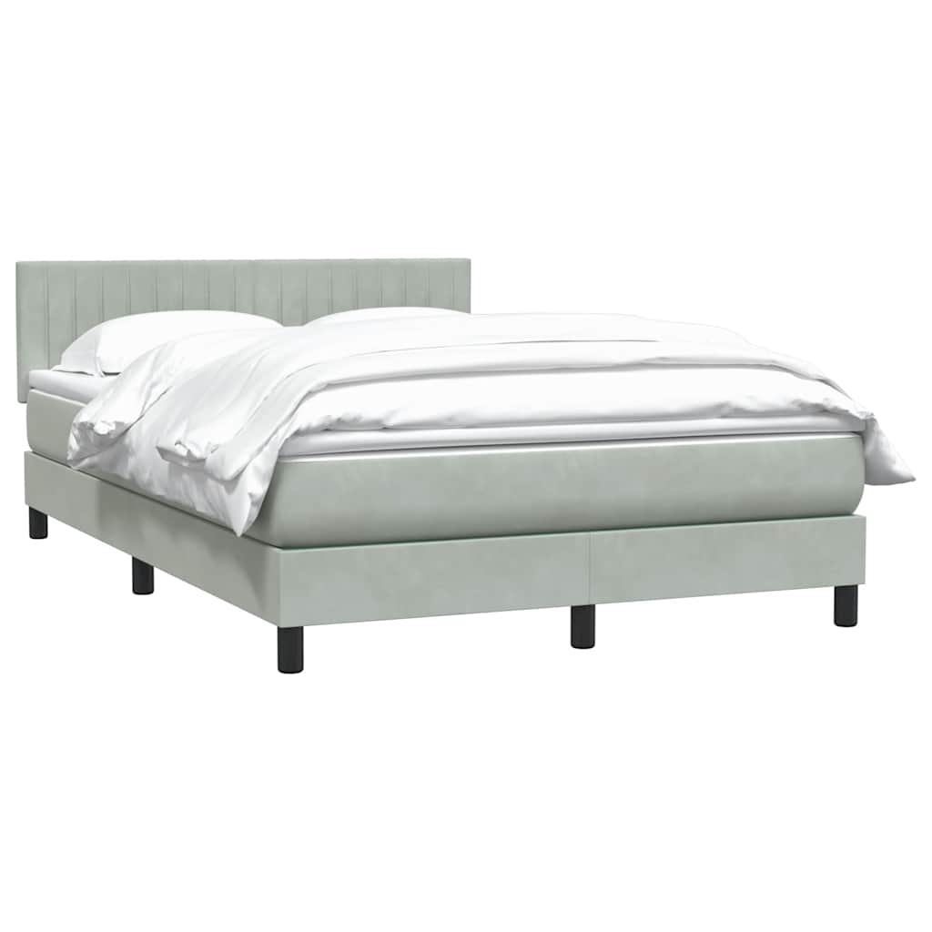 Boxspring met matras fluweel lichtgrijs 140x210 cm