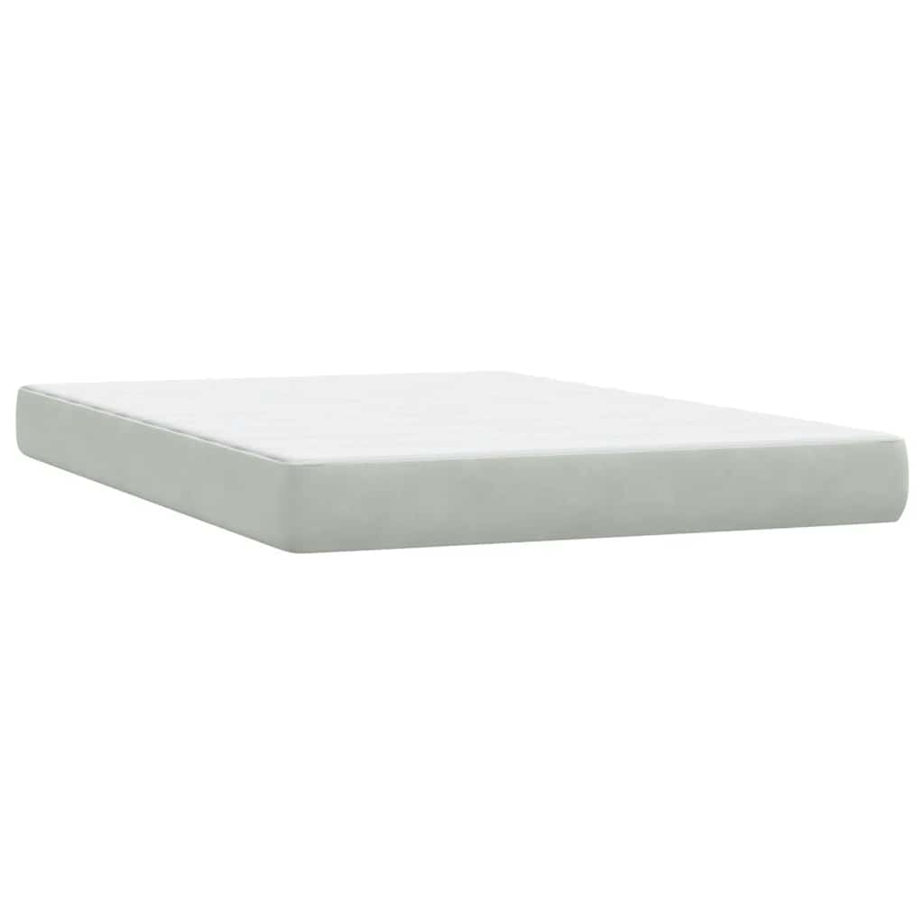 Boxspring met matras fluweel lichtgrijs 140x210 cm