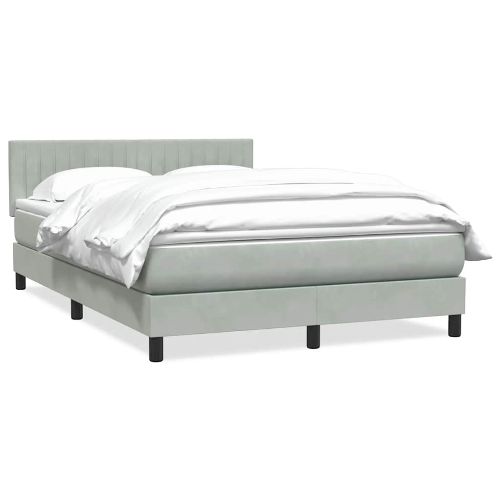 Boxspring met matras fluweel lichtgrijs 140x210 cm